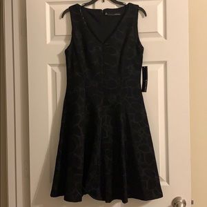 Black Sleeveless Floral Embroidered Cocktail Dress